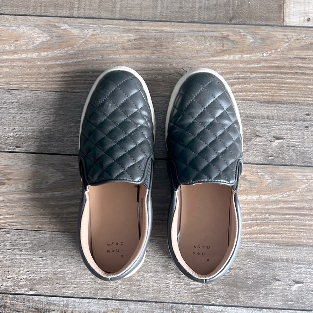 Target slip on pleather shoes. Only worn twice. No scratches. Like new.